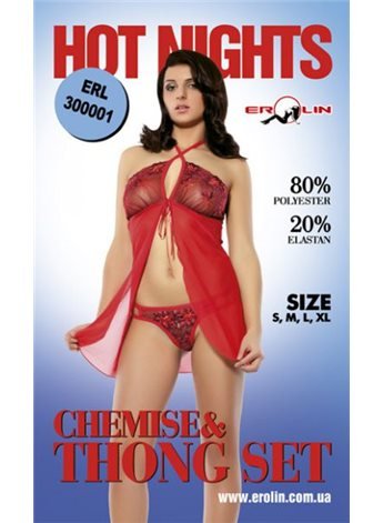 Пеньюар и трусики Hot Nights Red, S ERL300001_red S Erolin