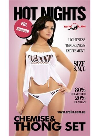 Пеньюар и трусики Hot Nights White, L ERL300009_white L Erolin