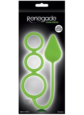 Анальная пробка  RENEGADE 3 RING CIRCUS MEDIUM, GREEN T280184 NS Novelties