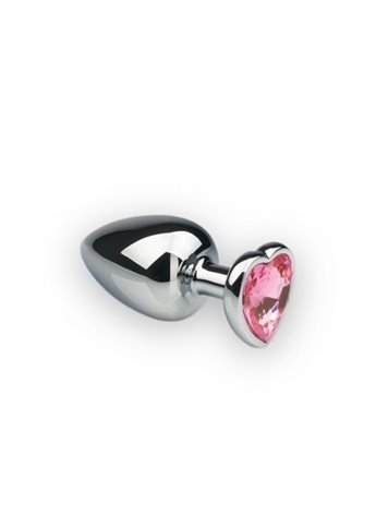 Анальная пробка, Silver Heart Pink Topaz, L 281234 sLash