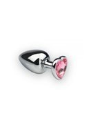 Анальная пробка, Silver Heart Pink Topaz, L 281234 sLash