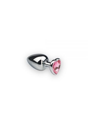 Анальная пробка, Silver Heart Pink Topaz, S 281236 sLash