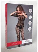 Сетка Bodystocking in crochet look with floral pattern black, S-L (40-46) 285022 LeFrivole