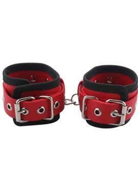 Наручники BDSM-NEW PVC Handcuffs Woven Belt Edge Sealing With Chain, red 281335 sLash