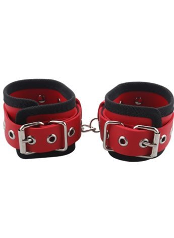 Наручники BDSM-NEW PVC Handcuffs Woven Belt Edge Sealing With Chain, red 281335 sLash