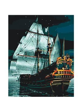 Картина по номерам. Морской пейзаж "Флагман ночью" 40*50см * KHO2733