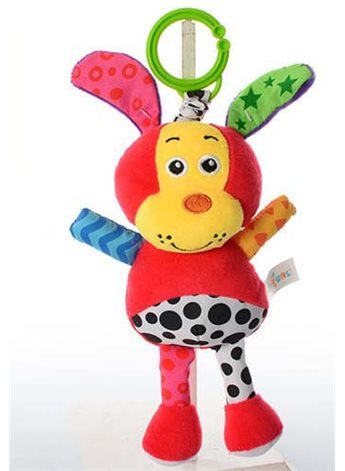 Подвеска на коляску 71512(Dog) Собака плюш, погрем, шурш, 2 вида, на листе, в кульке, 16-24-7,5см