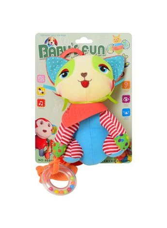 Подвеска на коляску 82803F (Лис) животное21см, погремушка,прорезыв,3вида,на листе, 25,5-19-9см