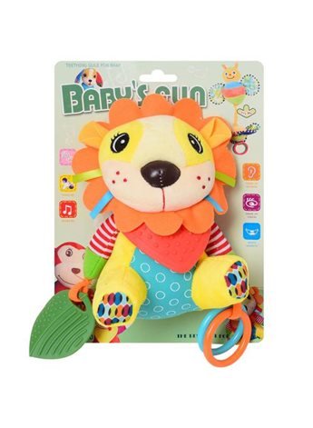 Подвеска на коляску 82803F (Лис) животное21см, погремушка,прорезыв,3вида,на листе, 25,5-19-9см