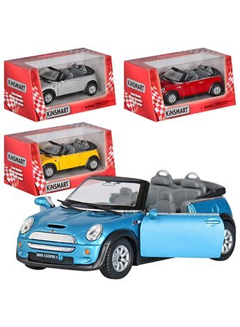 Машинка KT5089W (Mini Cooper S) металл, инер-я, 1:28,12,5см,откр. дв,4цвета, в кор-ке, 16-7-8см