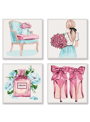 Набор для росписи по номерам. Полиптих "Маленькие радости" KNP008 4шт 18*18