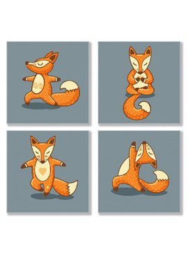 Набор для росписи по номерам. Полиптих "Yoga-fox" KNP011 4шт 18*18