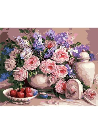 Картина по номерам "Чайные розы и сливы" 40*50 см AS0006 ArtStory