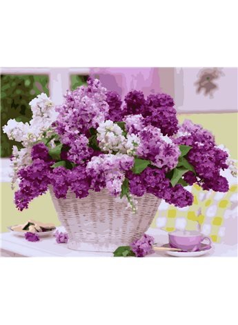 Картина по номерам "Сирень в белой корзинке" 40*50 см BK-GX29086 Никитошка