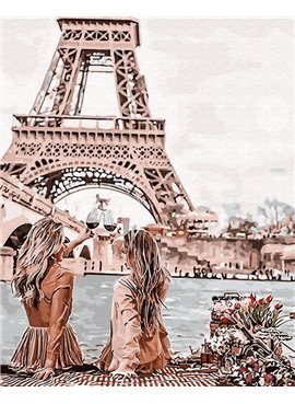 Картина по номерам "Подружки в Париже" 40*50 см BK-GX30103 Никитошка