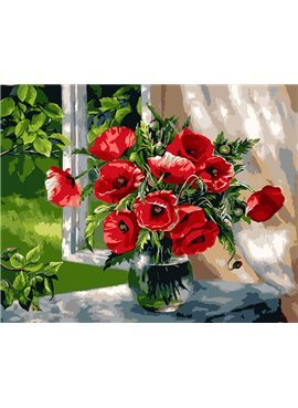 Картина по номерам "Маки у окна" 40*50 см BK-GX9298 Rainbow Art
