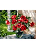 Картина по номерам "Маки у окна" 40*50 см BK-GX9298 Rainbow Art