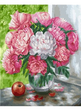 Картина по номерам "Бело-розовые пионы" 40*50 см GZS1012 Rainbow Art