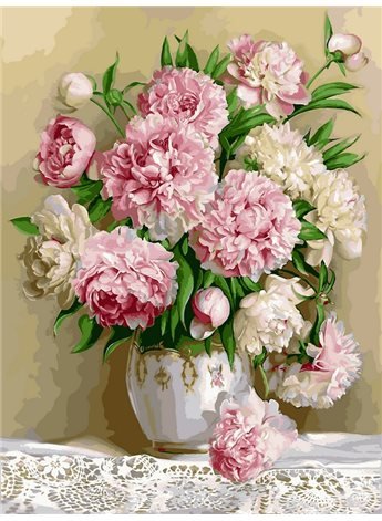 Картина по номерам "Роскошные пионы" 30*40 см VK021 Babylon