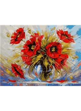 Картина по номерам "Маки в стеклянной вазе" 30*40 см VK025 Babylon