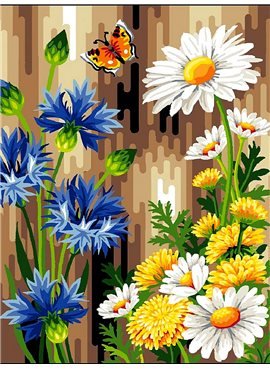 Картина по номерам "Васильки и ромашки" 30*40 см VK083 Babylon