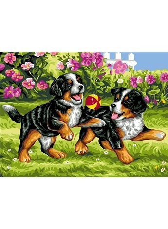 Картина по номерам "Щенки на прогулке" 30*40 см VK107 Babylon