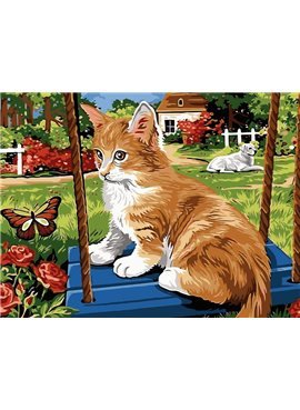 Картина по номерам "Рыжий котик на качели" 30*40 см VK115 Babylon
