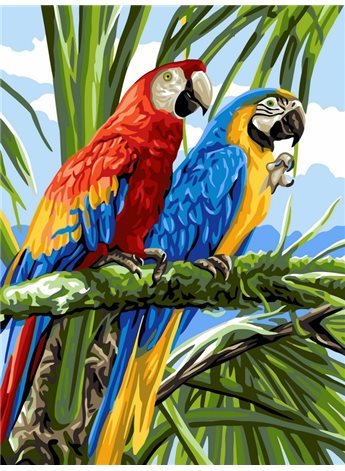 Картина по номерам "Яркие ара" 30*40 см VK126 Babylon
