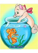 Раскраска по номерам для детей "Кошка с аквариумом" 18*24 см 7119 Идейка
