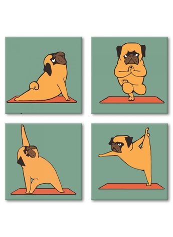Набор для росписи по номерам. Полиптих "Yoga-dog" 4шт 18*18 KNP012 Идейка KNP012