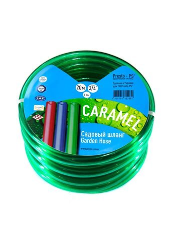 Шланг поливочный Presto-PS силикон садовый Caramel (зеленый) диаметр 3/4 дюйма, длина 20 м (CAR-3/4 20)