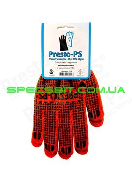 Перчатки трикотажные с ПВХ Presto (Престо) 110 о/з 10класс 60/40 универсальные