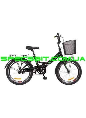 Велосипед городской/складной Formula Smart 20 с корзиной/рама-13 черный/зеленый OPS-FR-20-028 