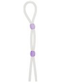 Кольцо эрекционное 7" Silicon Cock Ring with 2 beads, LAVENDER T170055 NMC