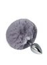 Металлическая анальная пробка с помпоном S, grey 280597 sLash